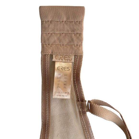 ERES STRETCH TULLE BEIGE NUDE MESH CONVERTIBLE BALCONETTE BRA 34C - Picture 3 of 4